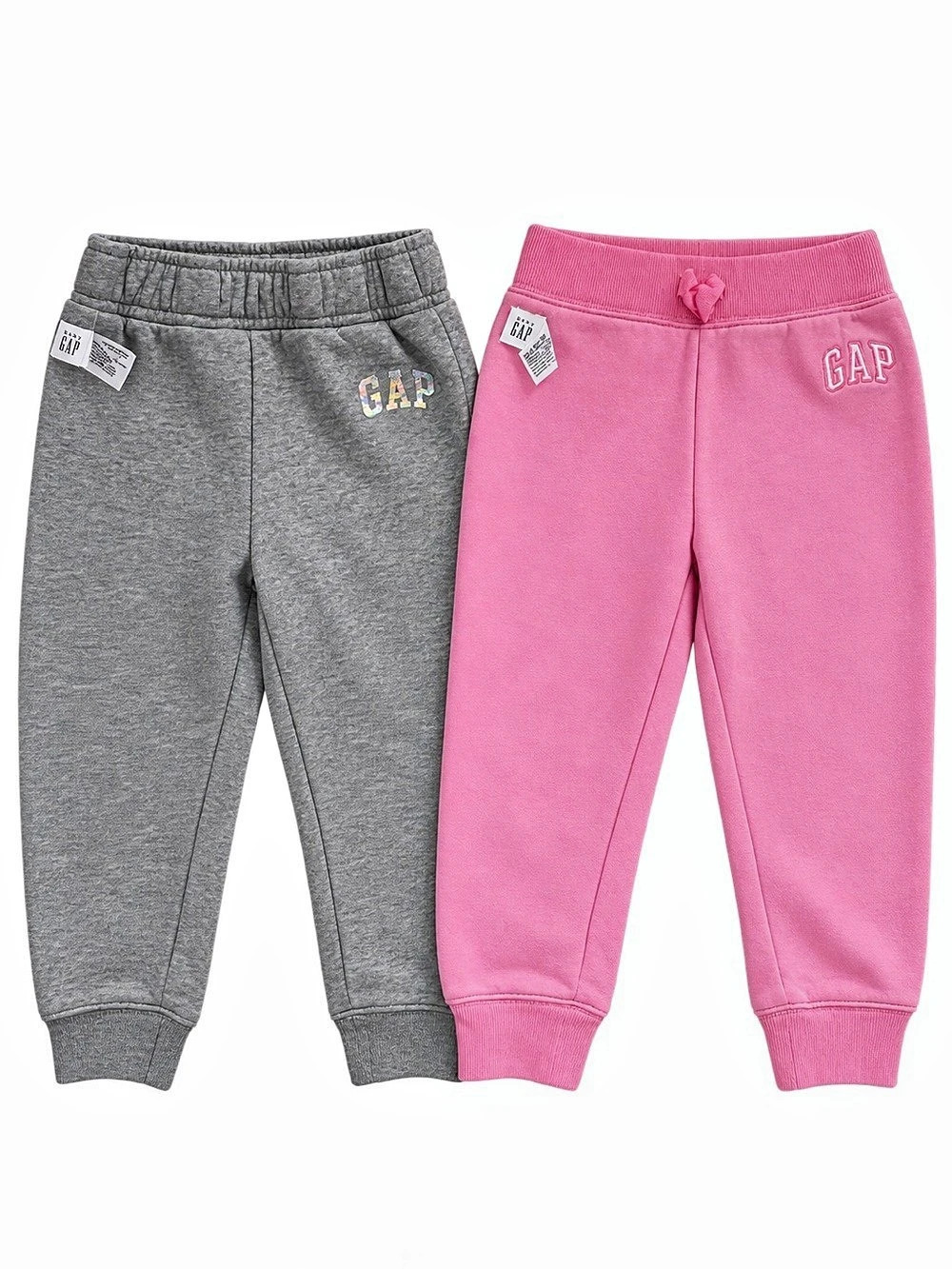 b Baby Gap Girls Logo Jogger Sweatpants Pink Gray 3T Lot of 2